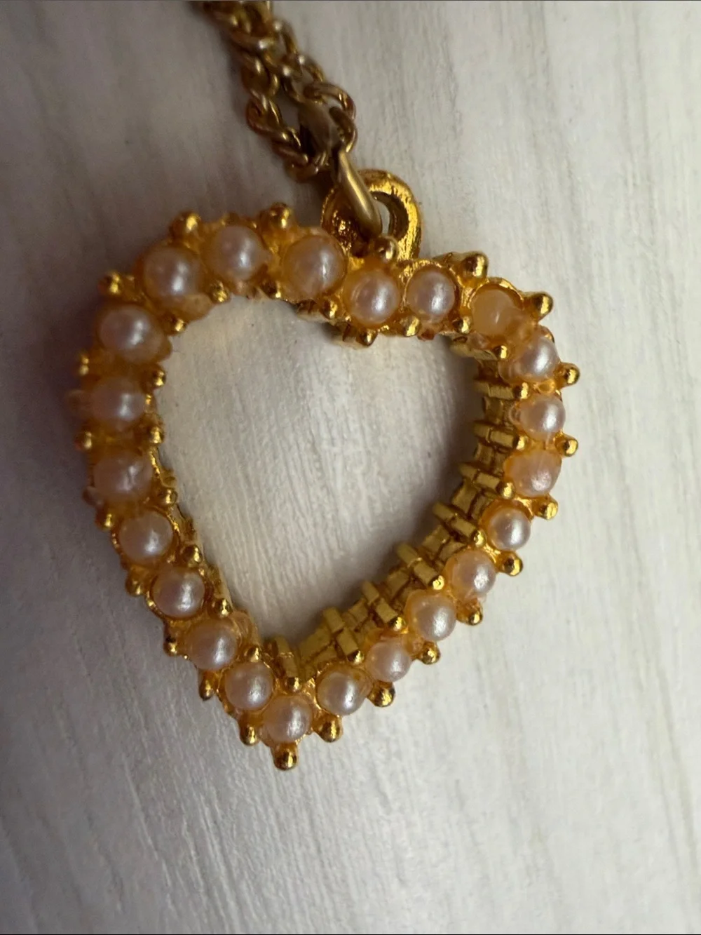 Gold Heart Crystal Pendant Necklace - Sparkling Open Heart for Women